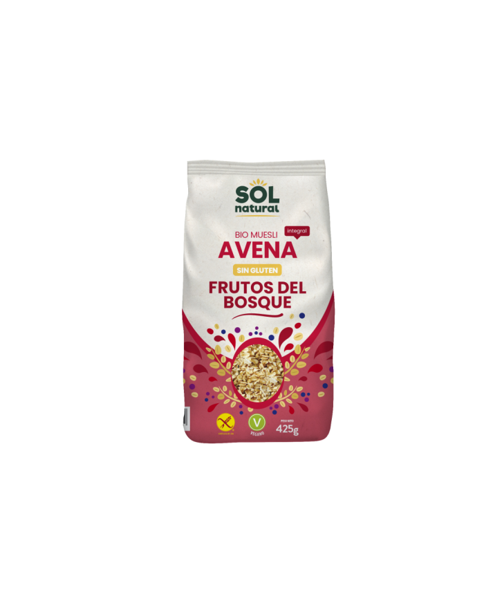 SOL NATURAL Muesli Avena & Frutas Bosque Eco 425 grs.
