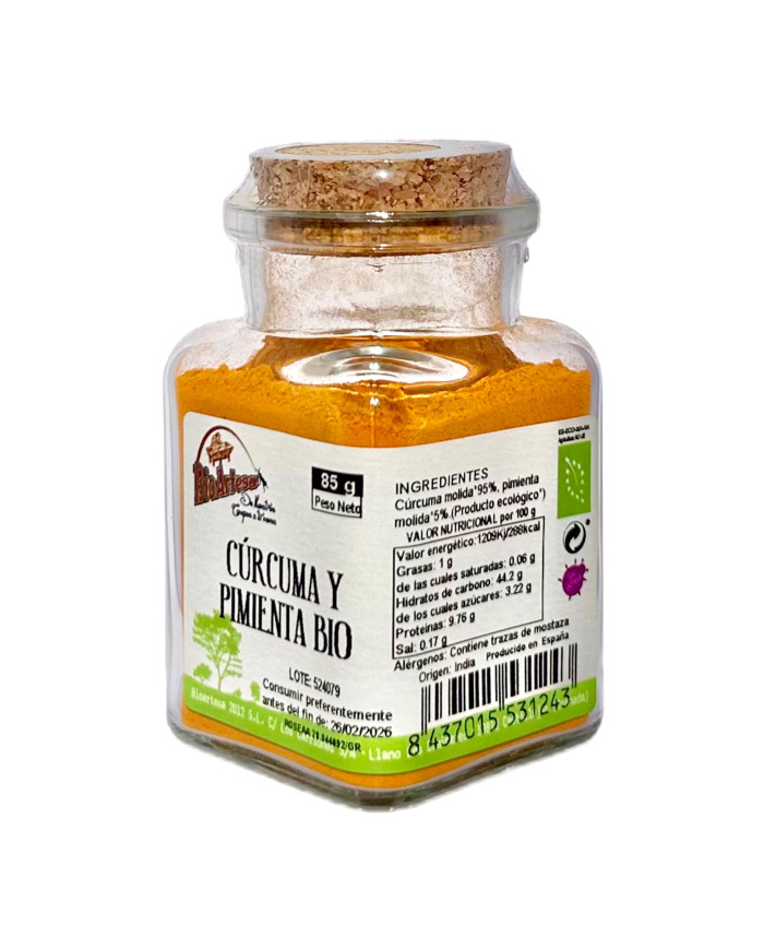 BIOARTESA Cúrcuma + Pimienta Molida Bio 85 grs.
