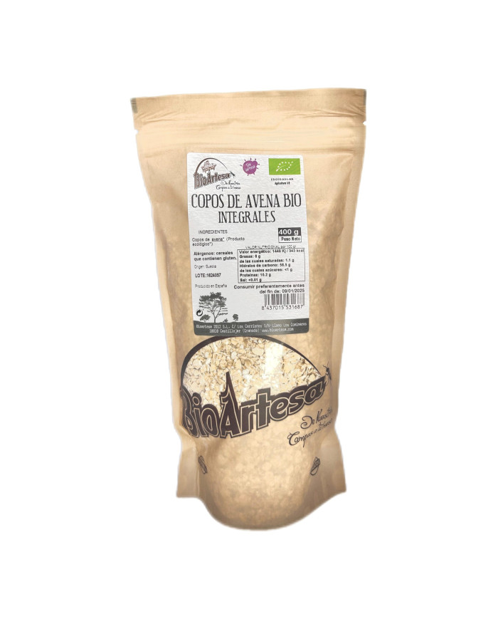 BIOARTESA Copos Avena Finos  Sin Gluten Bio 400 grs.