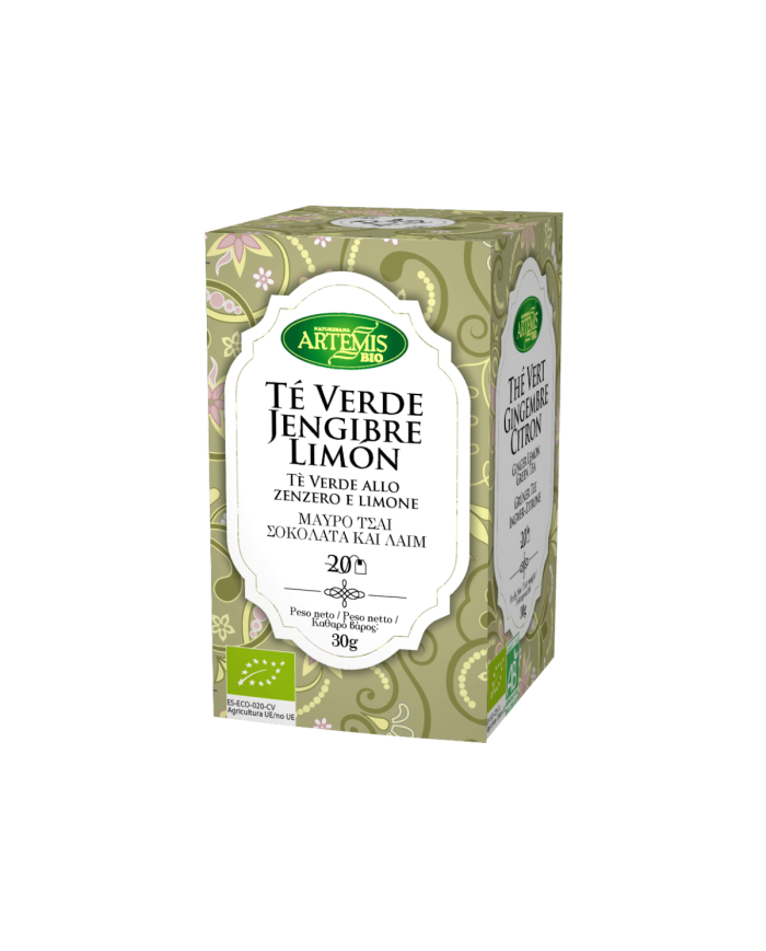 ARTEMIS Té Verde Jengibre y Limón Eco 20 filtros.
