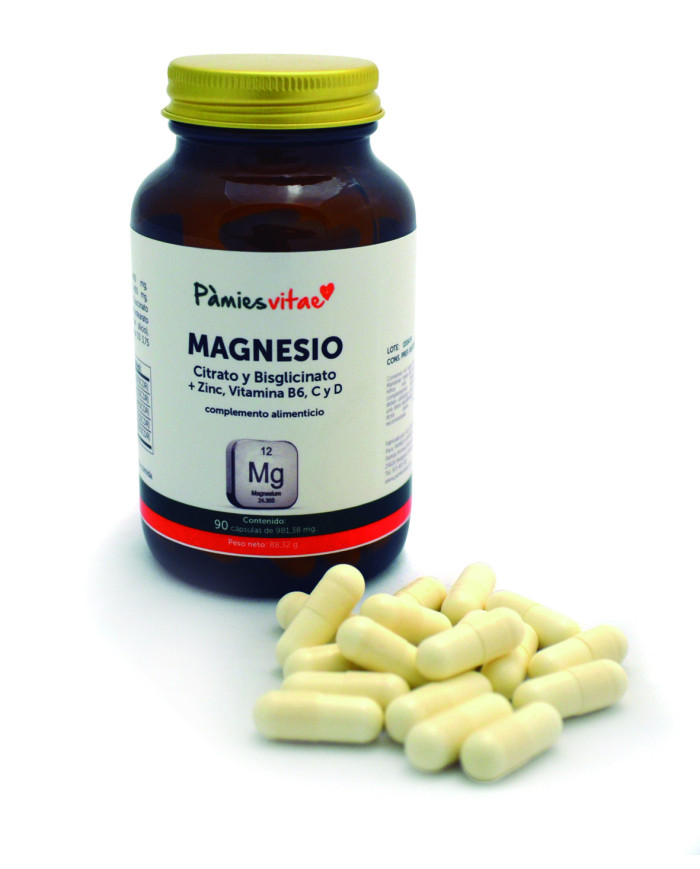 PAMIES VITAE Magnesio Bisglicinato y Citrato 90 Cápsulas